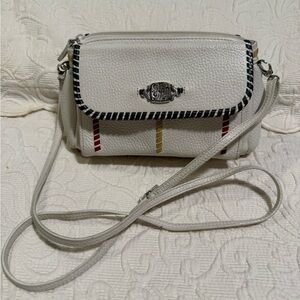 Brighton Off White Crossbody Bag with Yellow and Red Accents